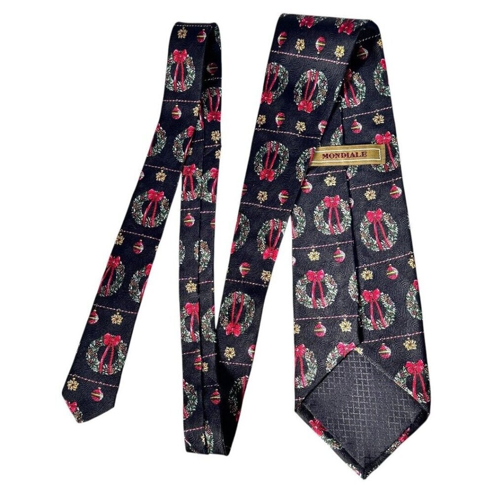Mondiale Necktie Christmas‎ Holiday Wreath Ornament Novelty Tie